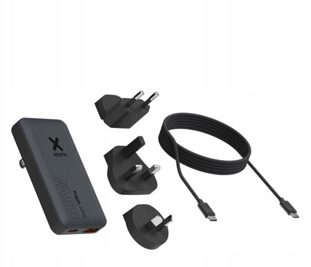 Xtorm XTPC0651 USB-A USB-C PD 65W Czarny + Wymienne wtyczki, Kabel USB-C