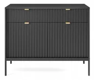 Komody - Komoda Ryflowana Czarna Wysoka Almagro Loft - miniaturka - grafika 1