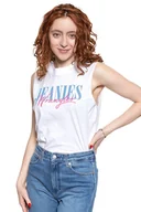 Koszulki i topy damskie - Wrangler T Shirt Damski Sleeveless Tee White W7Q6Gh989-S - miniaturka - grafika 1