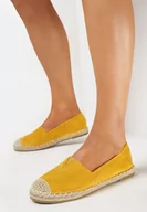 Espadryle damskie - Żółte Espadryle Płaskie z Plecionymi Wstawkami Xenisa - miniaturka - grafika 1