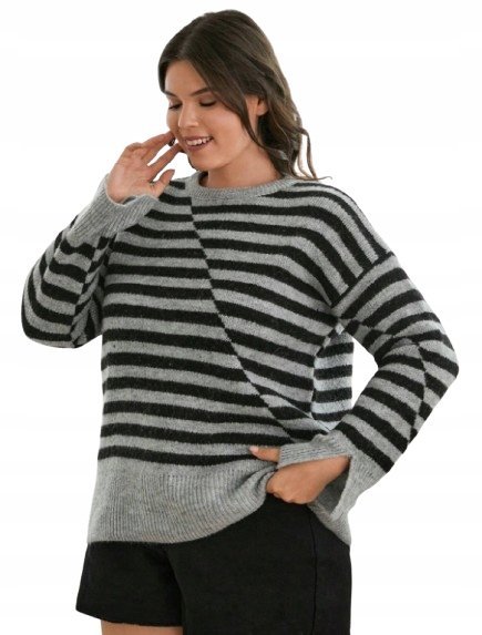 SHEIN PLUS SIZE SWETER SZARY Z DŁUGIM RĘKAWEM DAMSKI PROSTY 50 1DB