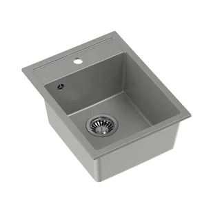 Zlewozmywak granitowy jednokomorowy szary Root Chef Mini, 390 x 500 x 204 mm - Zlewozmywaki - miniaturka - grafika 1