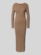 Sukienki - Długa sukienka z dzianiny z dekoltem w łódkę - miniaturka - grafika 1