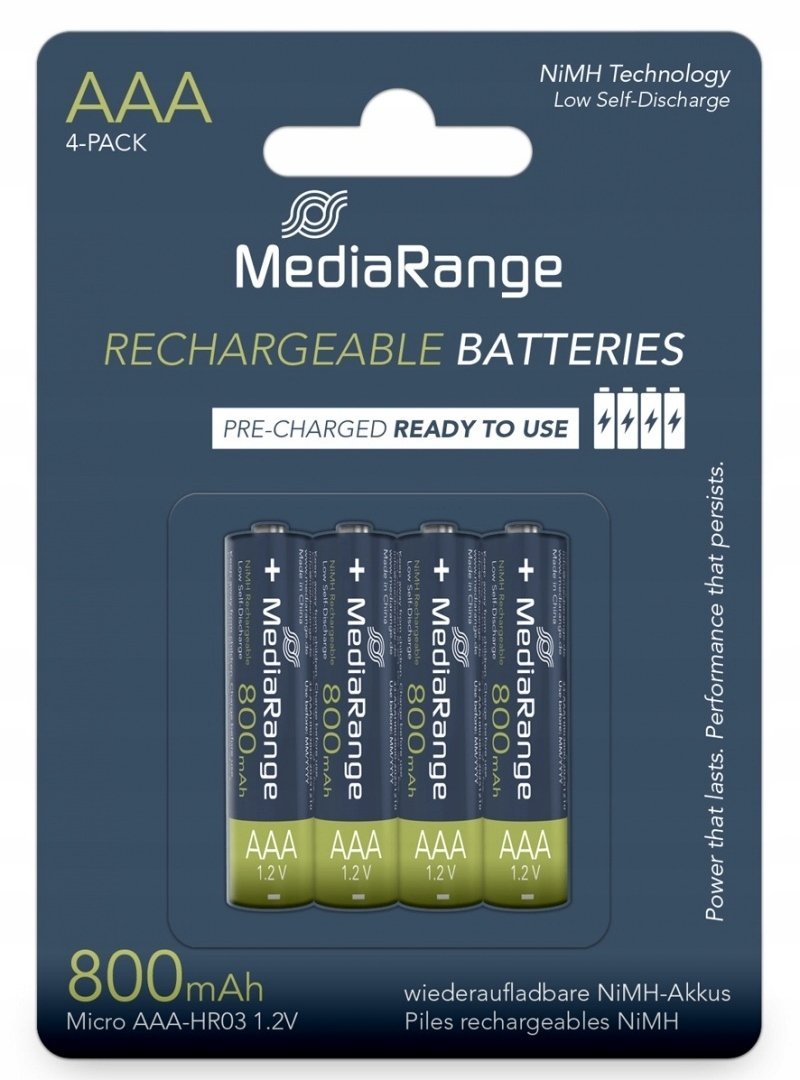 MediaRange Akumulator MEDIARANGE AAA, NiMH, 800mAh, blister, 4 szt. MRBAT126