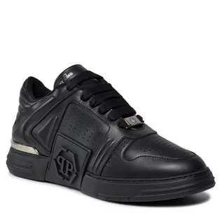 Półbuty męskie - Sneakersy PHILIPP PLEIN Leather Lo-Top Sneakers AACS MSC3843 PLE075N Black / Black 0202 - grafika 1