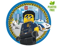 Naczynia i sztućce jednorazowe - Talerzyki papierowe Lego City 23cm 8szt - Godan - miniaturka - grafika 1
