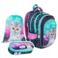 Nerki - Zestaw szkolny dla dziewczynki 3el plecak worek saszetka Kotek St.right - miniaturka - grafika 1