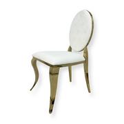 Krzesła - Krzesło Ludwik II Gold glamour White - złote krzesła pikowane guzikami - miniaturka - grafika 1