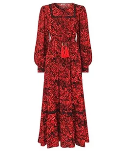 Joe Browns Damska jesienna sukienka midi z nadrukiem Paisley z marszczoną talią, wielokolorowa, 16, multi, 42 - Sukienki - miniaturka - grafika 1