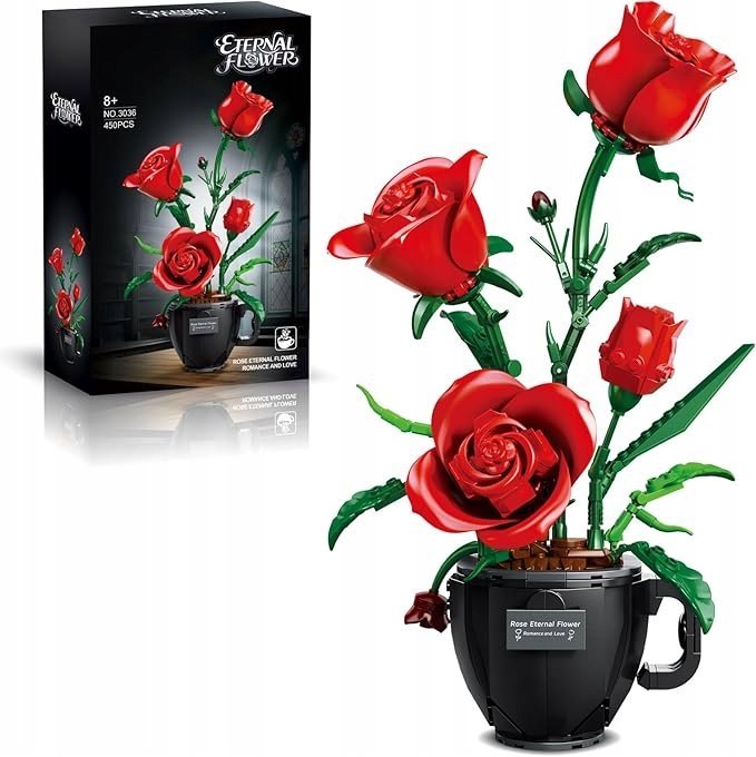 Klocki Róże 450 el Kwiaty w Filiżance 3D dekoracja home decor