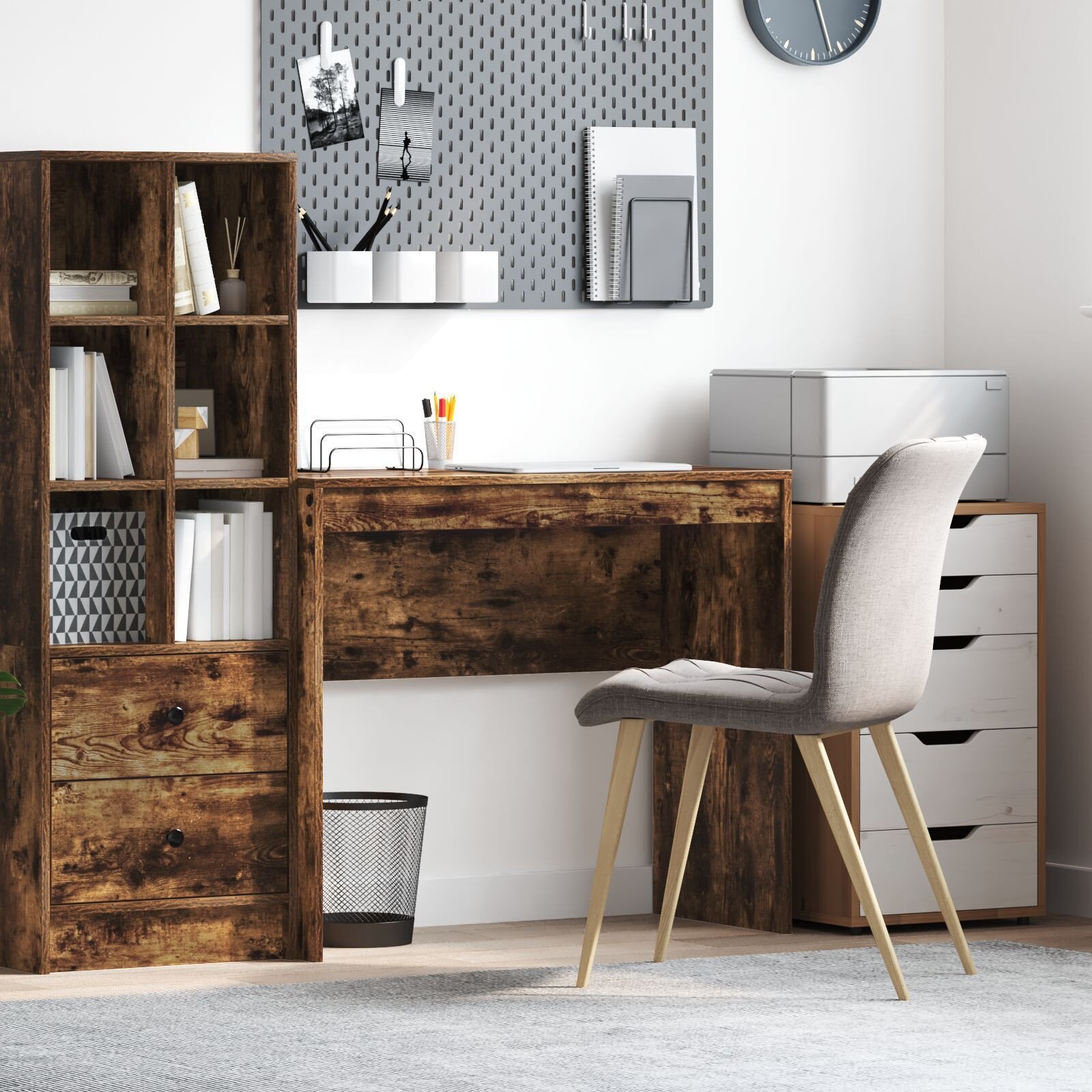 vidaXL Biurko do pisania Wędzone dębowe Drewno inżynieryjne