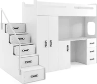 Łóżka dla dzieci i młodzieży - Elior Białe dziecięce łóżko z szafą i biurkiem - Awos - miniaturka - grafika 1