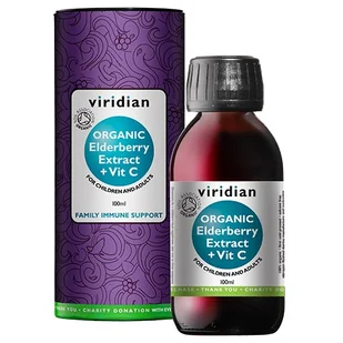 Viridian Ekologiczny Ekstrakt z czarnego bzu + wit C - suplement diety 100 ml Bio - Przeziębienie i grypa - miniaturka - grafika 1