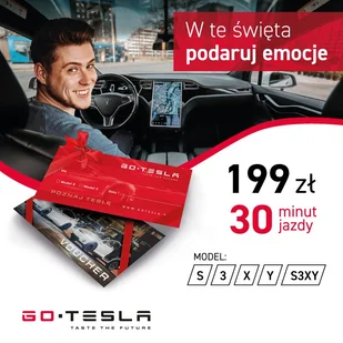 Voucher Prezentowy Radom - Jazda za kierownicą Tesli Model S 3 X Y - 30 minut - Prezent świąteczny GoTesla - Czasopisma - miniaturka - grafika 1
