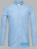 Szaty liturgiczne - Koszula kapłańska z koloratką, długi rękaw - jasnoniebieska - miniaturka - grafika 1