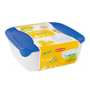Curver KOMPLET Zestaw pojemników FRESH&GO 3+1 NIEBIESKI/TRANSPARENTNY (182596) - Pojemniki kuchenne - miniaturka - grafika 1