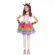 Sukienki - amscan amscan 846858-55 tęczowa sukienka z jednorożcem z opaską i ogrzewaczami - wiek 3-4 lata - 1 szt. 846858-55 - miniaturka - grafika 1