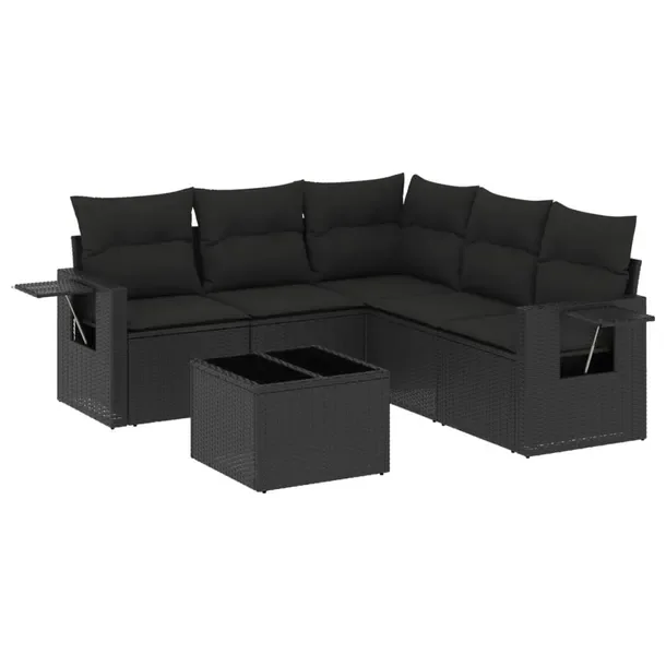 Modułowy zestaw mebli ogrodowych czarny z poduszkami, wymiary 55x62x69 cm
