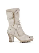 Kozaki damskie - Mustang Botki 1141-606 Beżowy - miniaturka - grafika 1