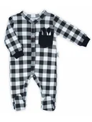 Pajacyki dla niemowląt - Niemowlęcy pajacyk kratka biało-czarny Nicol,r.56 - miniaturka - grafika 1