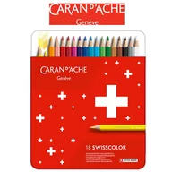 Przybory szkolne - Carandache Kredki ołówkowe CARAN DACHE Swisscolor 18 kolorów metalowe pudełko - miniaturka - grafika 1