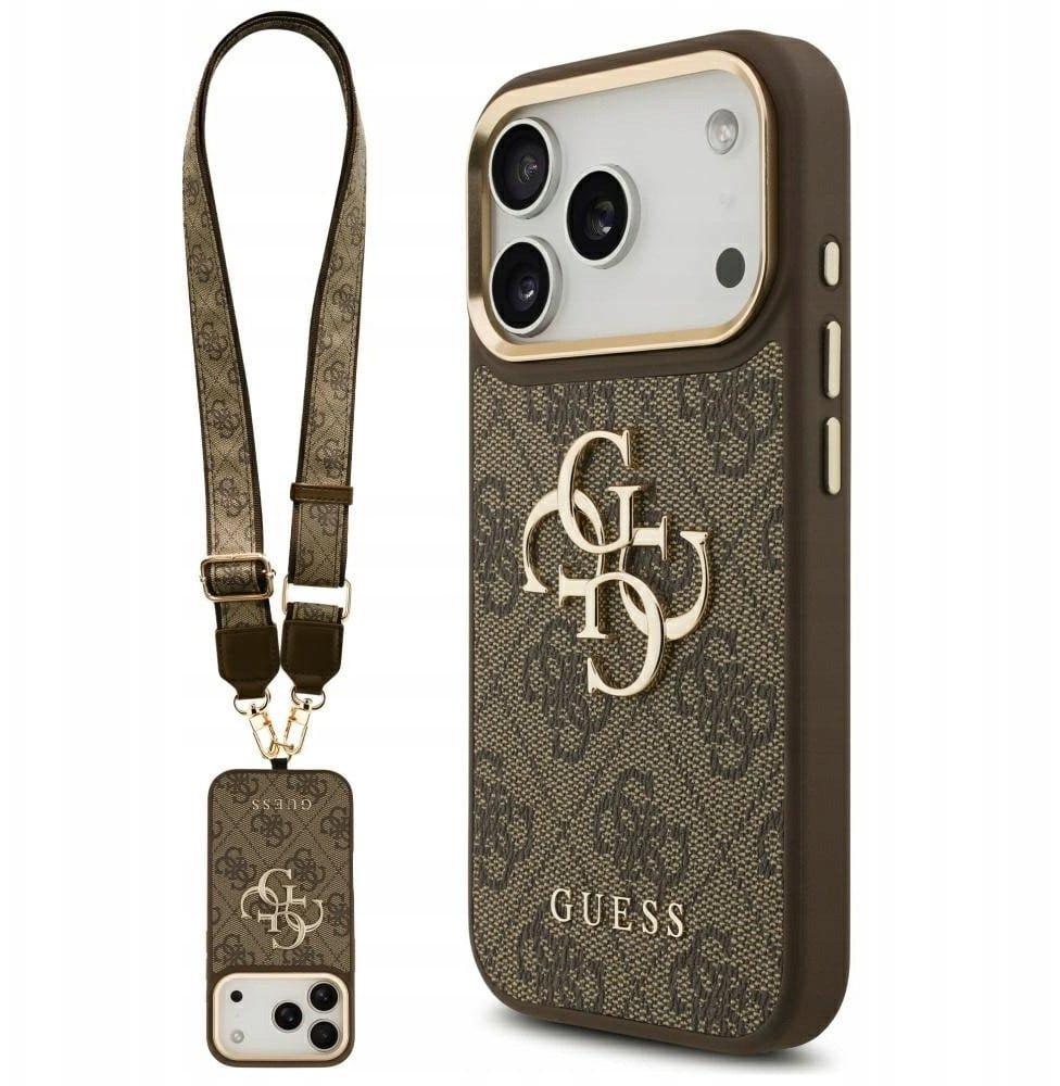 Etui Guess 4G Big 4G Classic Logo Big Strap Metal Buttons do iPhone 17 Pro brązowy