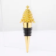 Pozostałe akcesoria kuchenne - Stoper do wina choinka 10,5 x 3,4 x 3 cm złoty - miniaturka - grafika 1