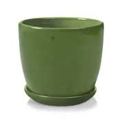 Donice - Ceramiczna donica z podstawkiem - zielona - kolekcja AMSTERDAM - miniaturka - grafika 1