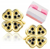 Biżuteria dla dzieci - Srebrne kolczyki koniczynki dla dziewczynki wkrętki srebro pozłacane - miniaturka - grafika 1