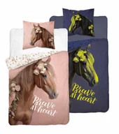 Pościel dla dzieci - Pościel bawełniana świecąca w ciemności 140x200 koń z koniem - miniaturka - grafika 1