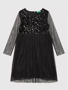 Sukienki i spódniczki dla dziewczynek - Benetton United Colors Of Sukienka elegancka 41T95VGM0 Czarny Regular Fit 8033379414828 - grafika 1