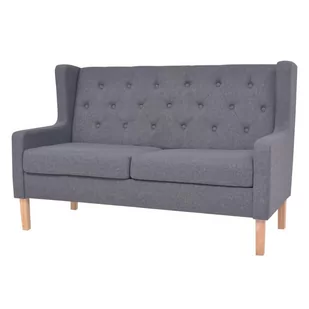 vidaXL 2-osobowa sofa tapicerowana tkaniną, szara - Sofy i kanapy - miniaturka - grafika 1