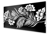 Dekoracje domu - Panel kuchenny HOMEPRINT Wzór roślinny biało czarny 100x50 cm - miniaturka - grafika 1