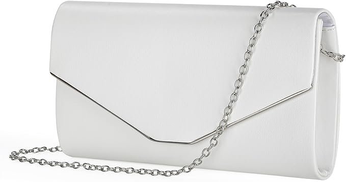 TOREBKA DAMSKA KOPERTÓWKA WIECZOROWA NA RAMIĘ Z ŁAŃCUCHEM SREBRNA