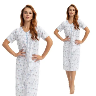 Koszula Damska Luna Kod 82 Biała Niebieska Łososiowa W Kwiaty  M - Bielizna nocna Koszula Damska Luna Kod 82 Biała Niebieska Łososiowa W Kwiaty  M - Bielizna nocna - miniaturka - grafika 1