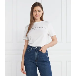 Tommy Hilfiger T-shirt REG CORP LOGO C-NK SS | Regular Fit - Koszulki i topy damskie - miniaturka - grafika 1