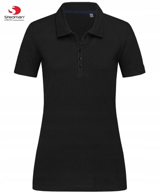 Damska Koszulka POLO Bez Nadruku STEDMAN 9150 Wysoka Jakość CZARNA Roz: L