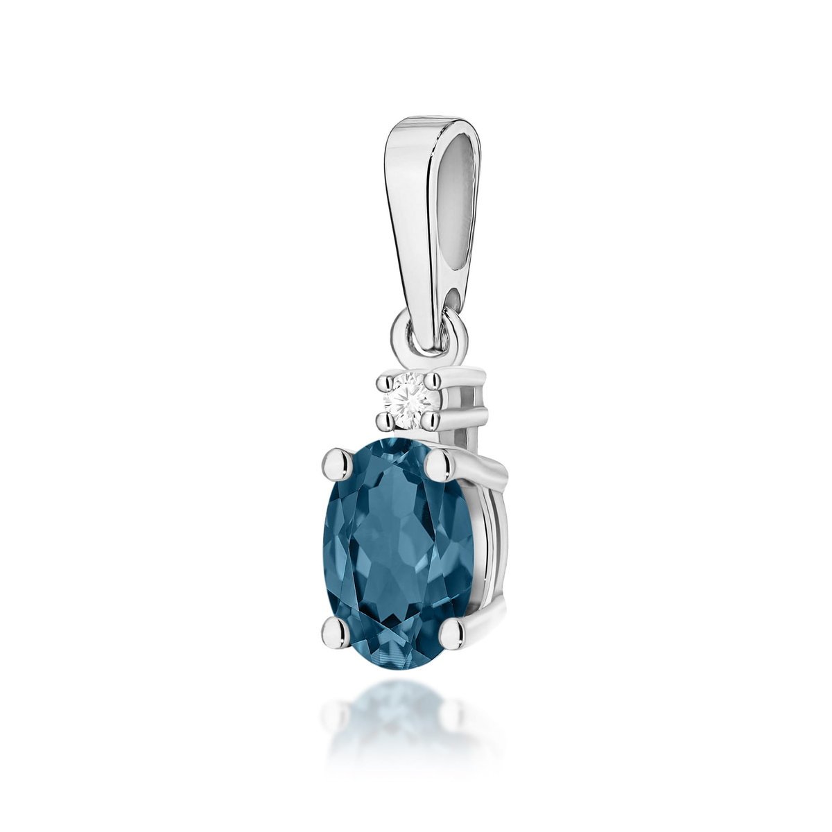 Złota zawieszka / wisiorek Topaz London Blue 0,50ct białe złoto pr. 585