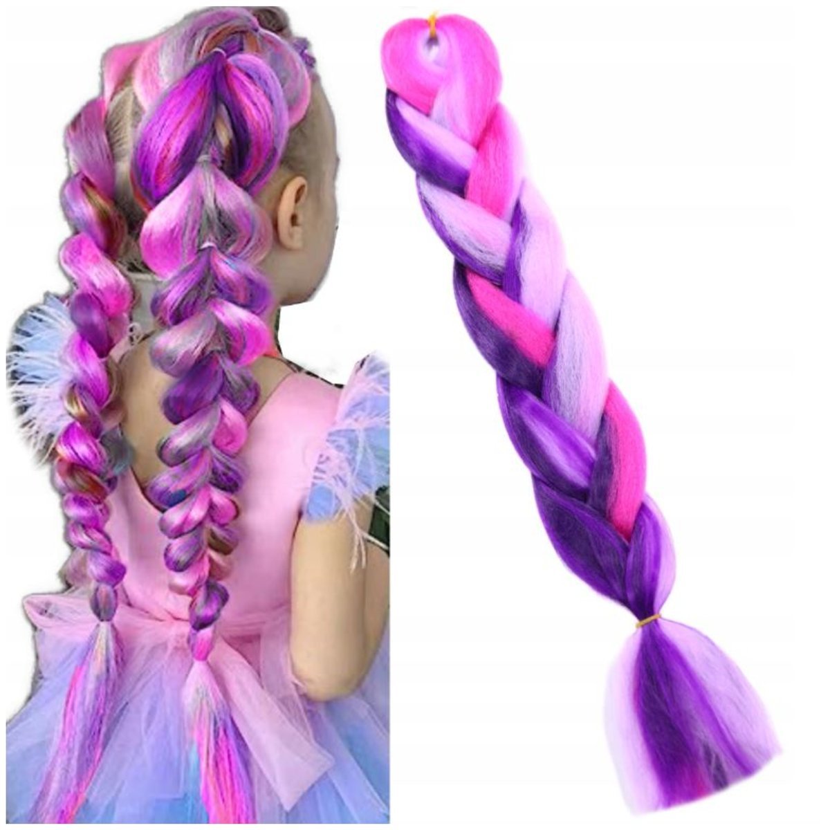 WŁOSY SYNTETYCZNE DO WARKOCZYKÓW KOLOROWE WARKOCZYKI OMBRE DOCZEPY 120CM