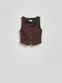 Marynarki i żakiety damskie - Reserved - Kamizelka garniturowa - ciemnobrązowy - miniaturka - grafika 1
