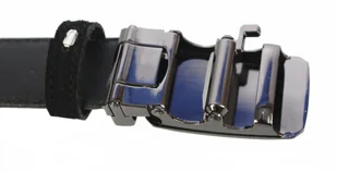 Pasek Męski Skórzany Arucce (PL) Skóra Licowa EXTRA 35 mm CZARNY Gładki Klamra Samozaciskowa SREBRNA 7 - Paski - miniaturka - grafika 5