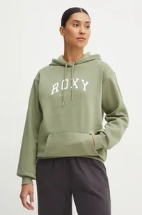 Roxy bluza Surf Stoked damska kolor zielony z kapturem z nadrukiem ERJFT04899 - Bluzy damskie - miniaturka - grafika 1