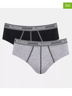 Sloggi Slipy (2 pary) "Start" w kolorze czarno-szarym - Majtki męskie - miniaturka - grafika 1