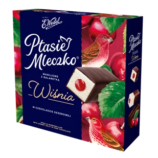 E.Wedel Ptasie mleczko waniliowe z galaretką wiśniową w czekoladzie deserowej 340g - Bombonierki i czekoladki - miniaturka - grafika 1