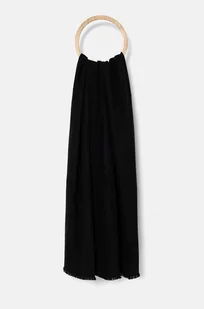 Calvin Klein szalik z domieszką wełny kolor czarny gładki K60K612896 - Apaszki i szaliki damskie - miniaturka - grafika 1