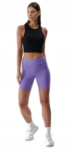 Legginsy krótkie sportowe damskie 4F fiolet do biegania na siłownię F007 L - Spodenki damskie - miniaturka - grafika 1