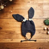 Czapki dla dzieci - Czapeczka Królik z wełny merynosa - miniaturka - grafika 1