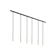 Lampy sufitowe - QAZQA Nowoczesny system oświetlenia szynowego z 6 lampami wiszącymi w kolorze beżowym i czarnym, jednofazowy - Slimline Keno - miniaturka - grafika 1