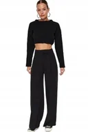 Spodnie damskie - TRENDYOL CZARNE ELEGANCKIE SPODNIE PROSTE WYSOKI STAN 38 5AA - miniaturka - grafika 1