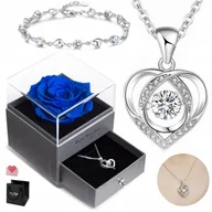 Bransoletki - Srebrny Naszyjnik Zawieszka Serce Damska Prezent dla Kobiety + Bransoletka - miniaturka - grafika 1